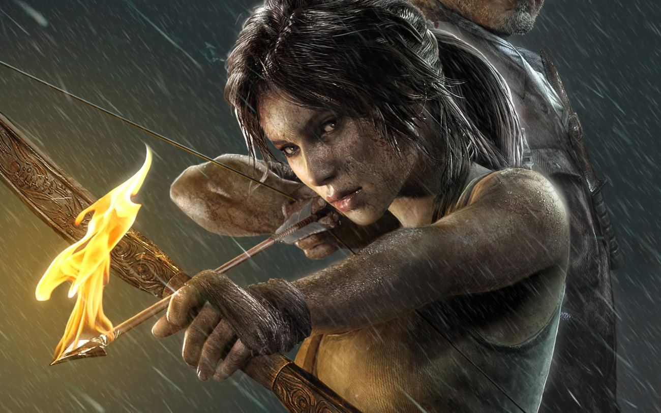 Tomb Raider Lara Croft Warriors Women Fire Rain Girls