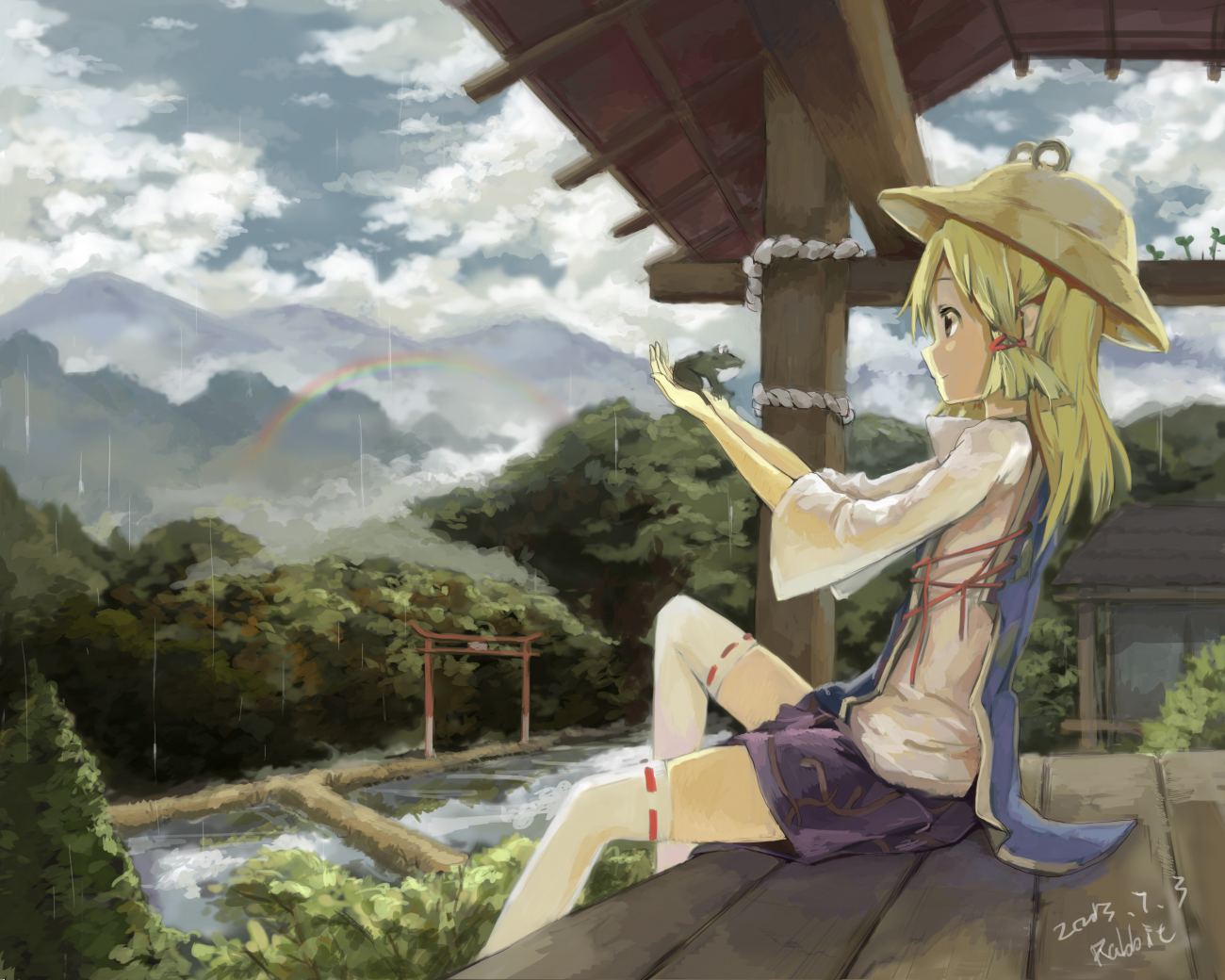 Blondes Long Hair Girl Mountains Clouds Game