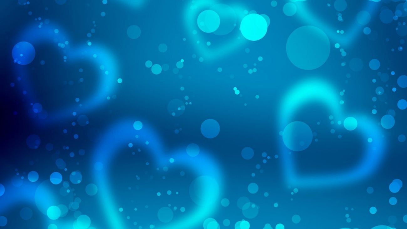 Blue Love Abstract Circles Hearts Blue Background Wallpaper