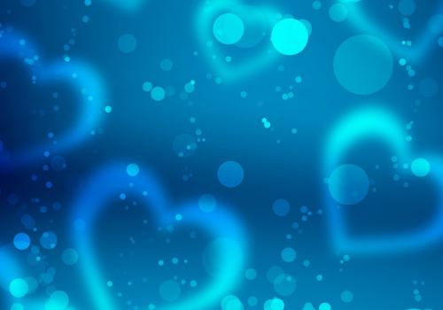 Blue Love Abstract Circles Hearts Blue Background Wallpaper