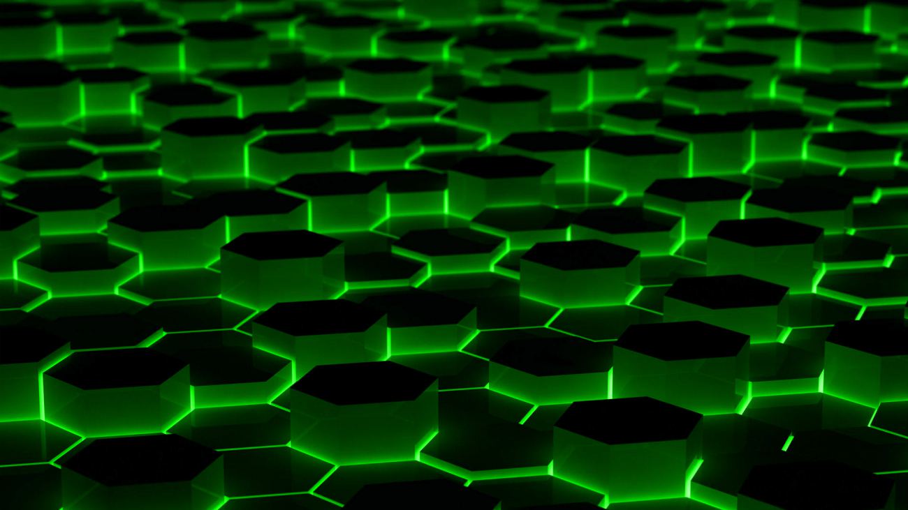 Hexagons Green Abstract Design Wide Wallpaper