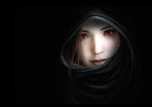Red Eyes Hooded Women Witch Artwork Wallpaper